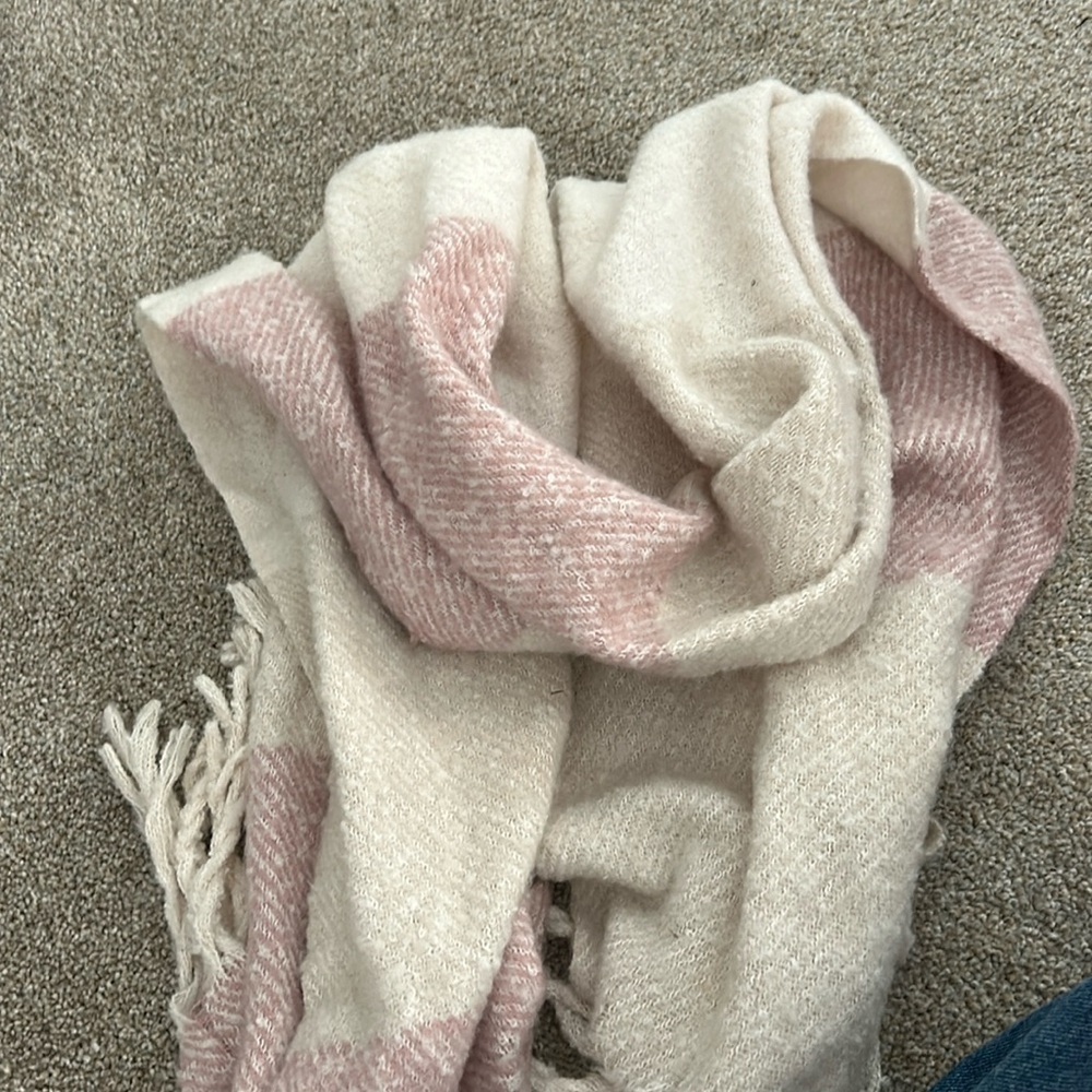Pink and white scarf